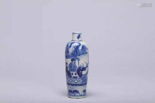 A Figural Blue and White Snuffle BottleQing Dynasty