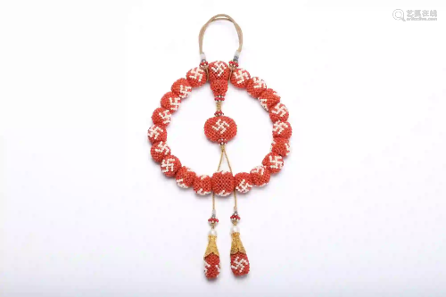 Qing Dynasty An Red Coral and Pearl Bracelet Qing