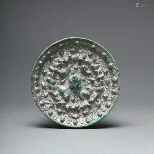 An Auspicious Animals and Grapes Bronze Mirror Tang