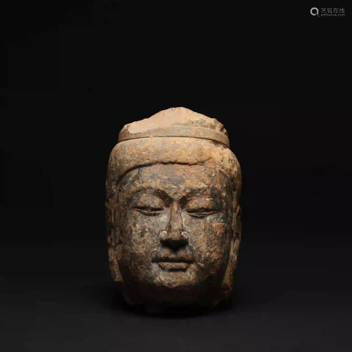 A 12th Century Carved Stone Buddha Head
