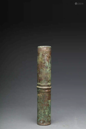 A Silver Plated Bronze Tube Han Dynasty