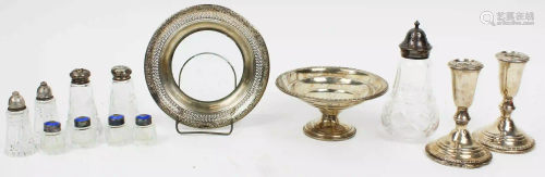 Group of Sterling Silver and Cut Glass Tableware