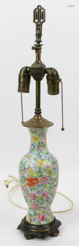 Chinese Famille Rose Enamel Table Lamp