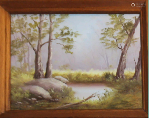 20th c oil on board signed Amick