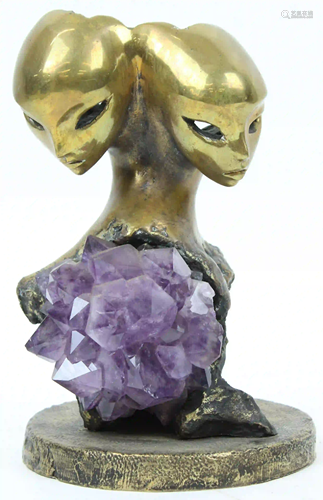 Vilma Noel Bronze & Amethyst Sculpture