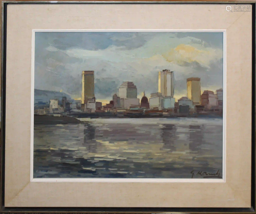 Gordon Geza Marich (CA 1913-1985) Montreal Skyline