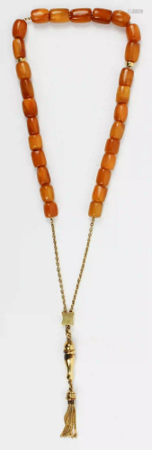 Amber & 18k Yellow Gold Necklace
