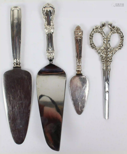 4 Sterling Handled Serving Items Incl. Tiffany