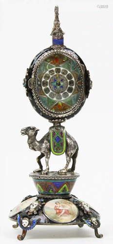 Austrian Silver & Enamel Desk Clock