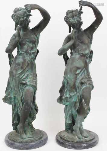 Pair of Bronze Girondole Figures