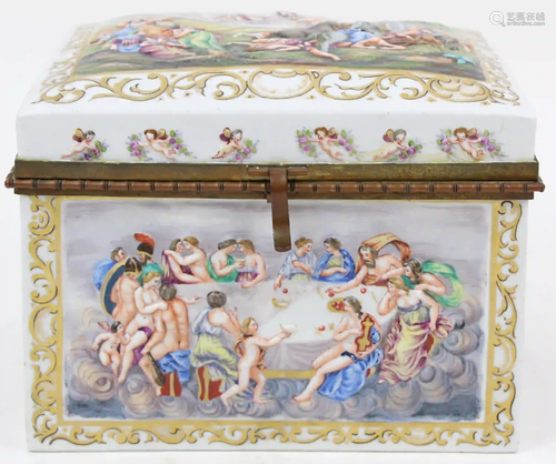 Late 19th c. Capodimonte Porcelain Jewel Casket