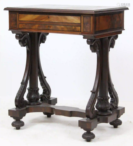 Neo Classical Walnut Work Table.