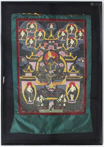 Chinese Painted Thangka on Silk Scroll