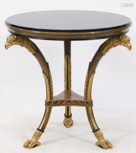 Gilt Neo Classical Round Bird Carved Center Table