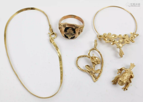 A Group of Yellow Gold Jewelry
