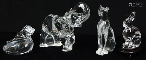 4 Baccarat French Crystal Animal Figurines