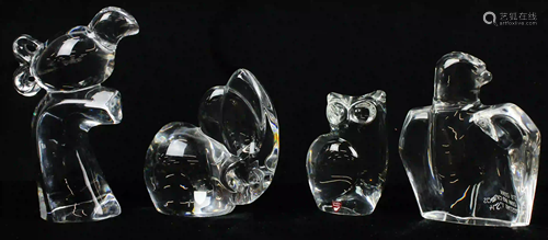 4 Orrefors Swedish Crystal Animal Figurines