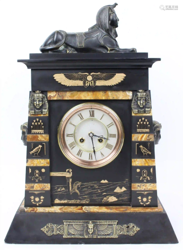 Egyptian Revival Garniture Clock