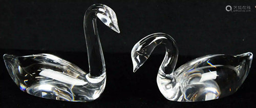 Pair of Steuben Art Glass Swan Figurines