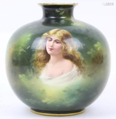 Royal Bonn Artist Signed Porcelain Portrait Vase