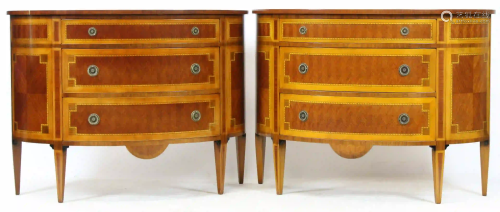 Pair of Inlaid Demi-Lune Chests