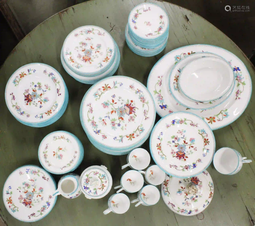 85 pcs. Royal Worcester Turquoise Dinnerware