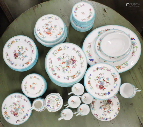 85 pcs. Royal Worcester Turquoise Dinnerware