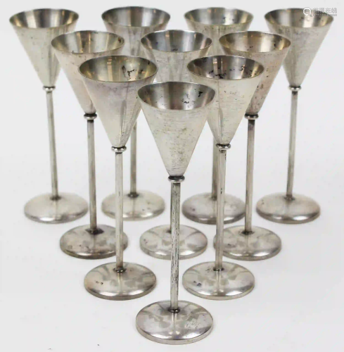 10 Continental 800 Silver Footed Aperitifs