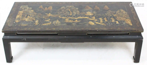 Japanese Lacquered Scenic Coffee Table