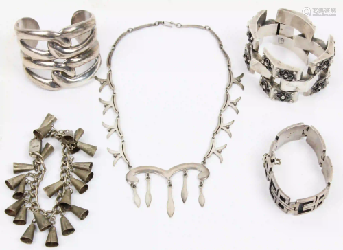 A Group of Mexican Sterling Jewelry