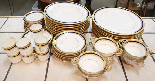 49 pcs. Spode Cobalt and Gilt Rim Dinnerware