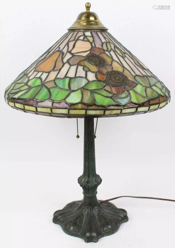 Unsigned Tiffany Poppy Shade Table Lamp