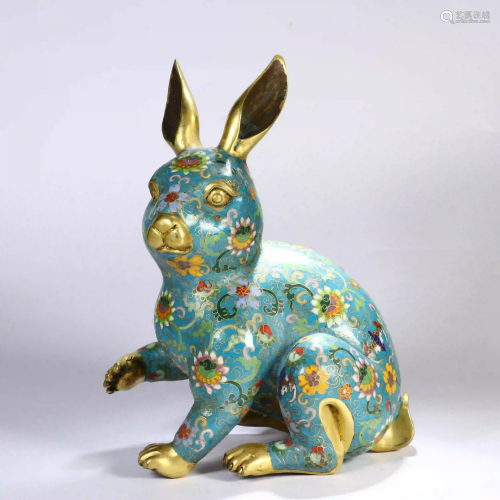 Cloisonne Enamel Rabbit Qianlong Mark