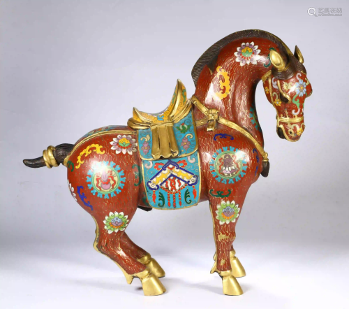 Cloisonne Enamel Horse Qianlong Mark