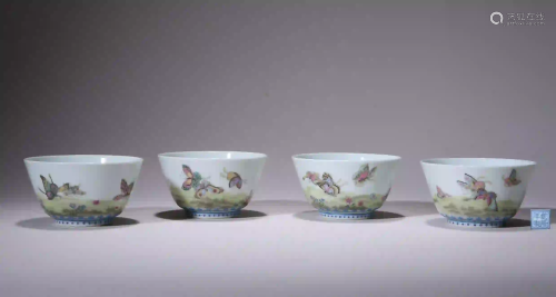 Four Falangcai Cups Qianlong Style