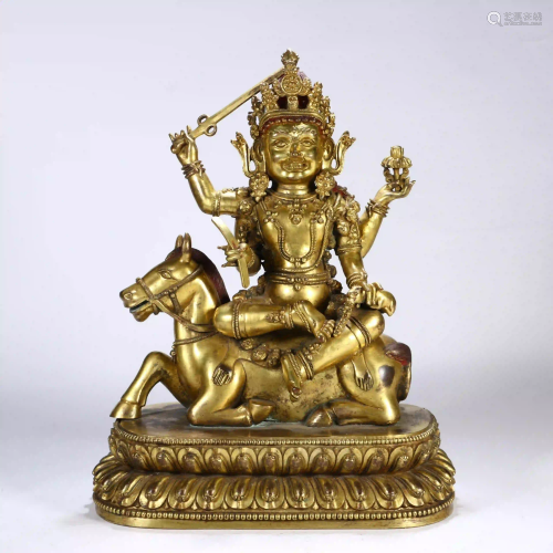 Antique Bronze Gilt Four-Armed Bodhisattva