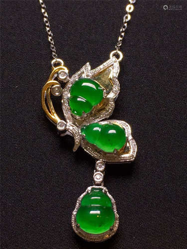 A Chinese Carved Jadeite Necklace