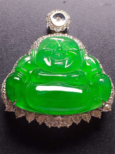 A Chinese Carved Jadeite Pendant (W/O Chain)