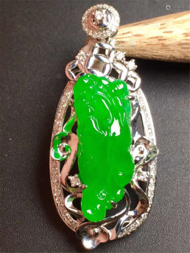A Chinese Carved Jadeite Pendant (W/O Chain)