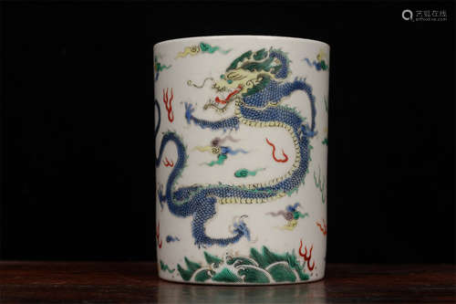 A Chinese Famille-Rose Porcelain Brush Pot