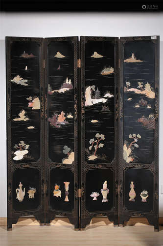 A Chinese Carved Hardwood Floor Screen