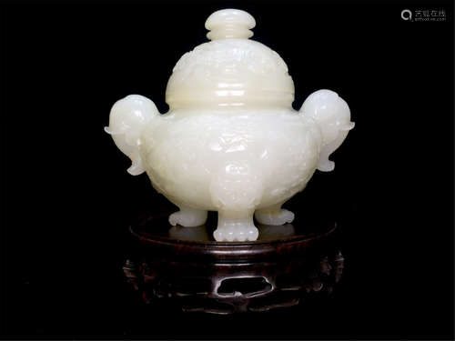 A Chinese Carved Jade Incense Burner