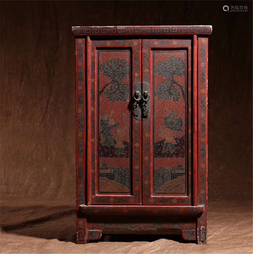 A Chinese Carved Hardwood Cabinet