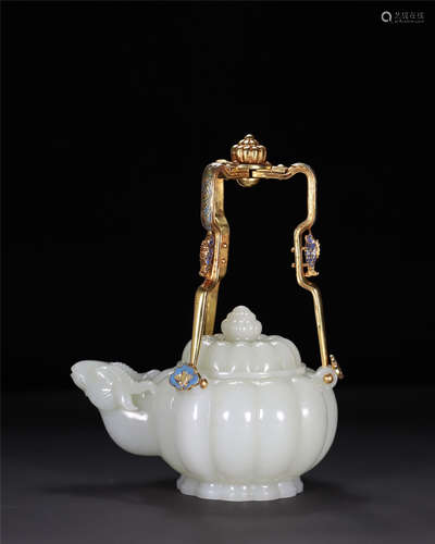 A Chinese Carved Jade Teapot