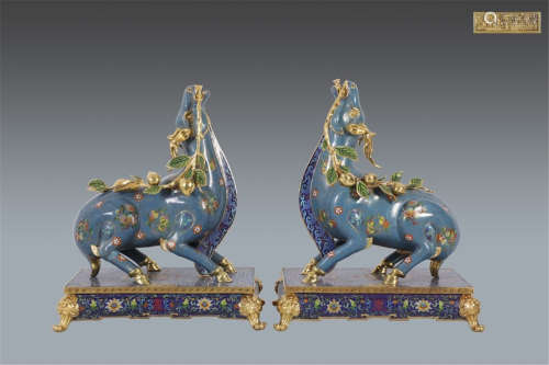 A Pair of Chinese Cloisonne Decorations