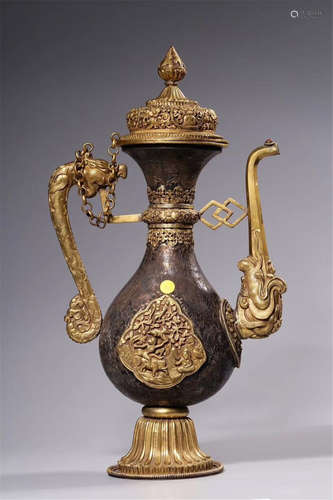 A Chinese Gilt Silver Wine Pot