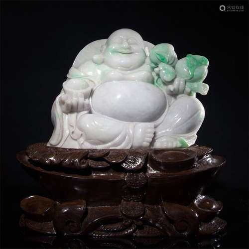 A Chinese Carved Jadeite Figure of Buddha