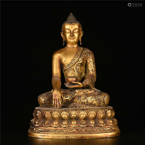 A Chinese Gilt Bronze Figure of Buddha