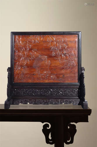 A Chinese Carved Hardwood Table Screen