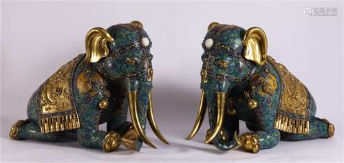 A Pair of Chinese Cloisonne Decorations